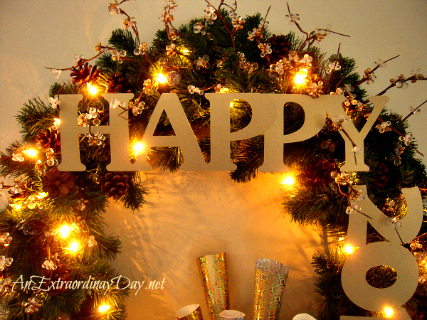 Gold Lettered Happy New Year's Wreath -| AnExtraordinaryDay.net Gold Lettered Happy New Year's Wreath - AnExtraordinaryDay.net