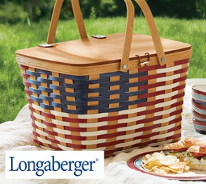 Longaberger Great American Picnic Celebration Basket w/Riser :: Longaberger.com/lifestyle:: Longaberger Company, Picnic Baskets, American Tradition, Handwoven Maple, Flag weave