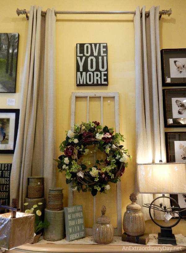 Love You More Home Decor Vignette at Canterbury Cottage :: AnExtraordinaryDay.net
