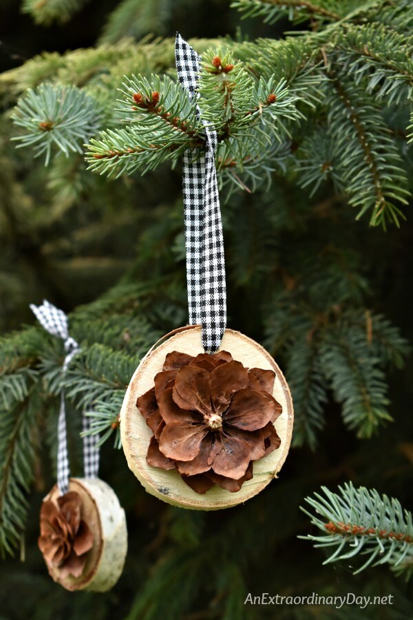 How To Make Simple Rustic Birch And Pine Cone Christmas Ornaments | An Extraordinary Day