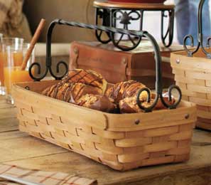 www.Longaberger.com/Lifestyle | Artisan Bread Basket with Wrought Iron Handle - Handwoven maple basket by Longaberger weavers