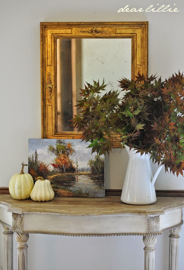 Dear Lillie side table decorated for fall