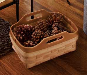 Leather Crest Small Gathering Basket - Handmade by Longaberger Basket Weavers | http://www.longaberger.com/lifestyle