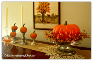 AnExtraordinaryDay.net {Day 16} 31 Extraordinary Days | Pumpkinscaping the Sideboard | Silver & Orange