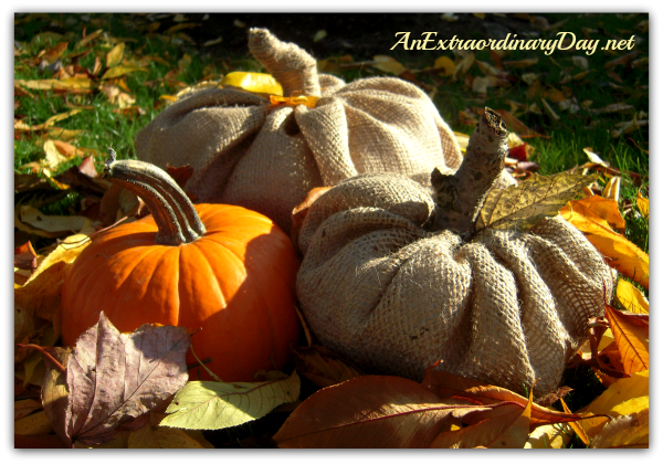 AnExtraordinaryDay.net {Day 23} 31 Extraordinary Day | Thinking Ahead to Thanksgiving | Handmade Burlap Pumpkins