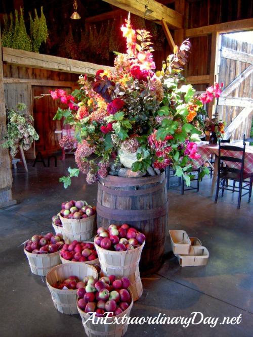 AnExtraordinaryDay.net {Day13} 31 Extraordinary Days {A Favorte Fall Stop ~ The Apple Barn} Hurd Orchard Apple Barn Floral Arrangement