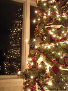 AnExtraordinaryDay.net - inspiring Christmas tree decorating ideas - Lighted Old-Fashioned Christmas Tree with Cranberry Garland