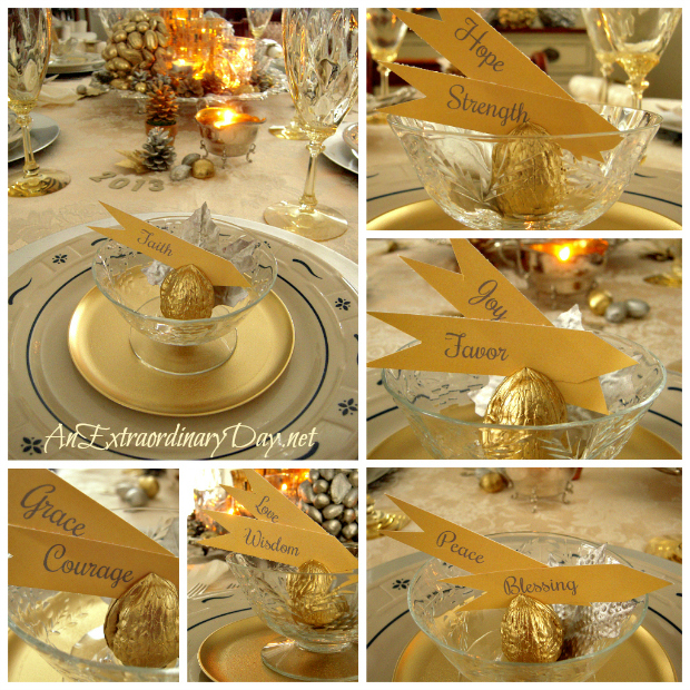 Gold New Year's Blessing Place Cards - AnExtraordinaryDay