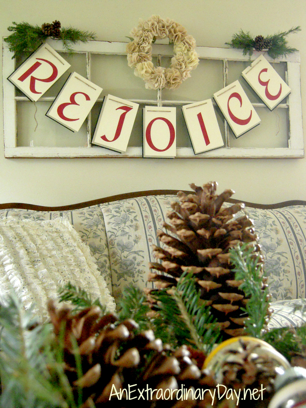 Rejoice Banner : Vintage Window Art for Christmas | AnExtraordianryDay.net