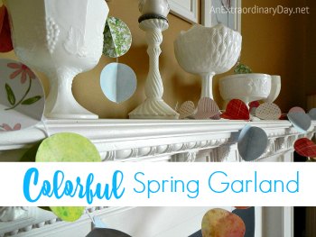 Colorful Paper Garland and Milk Glass 