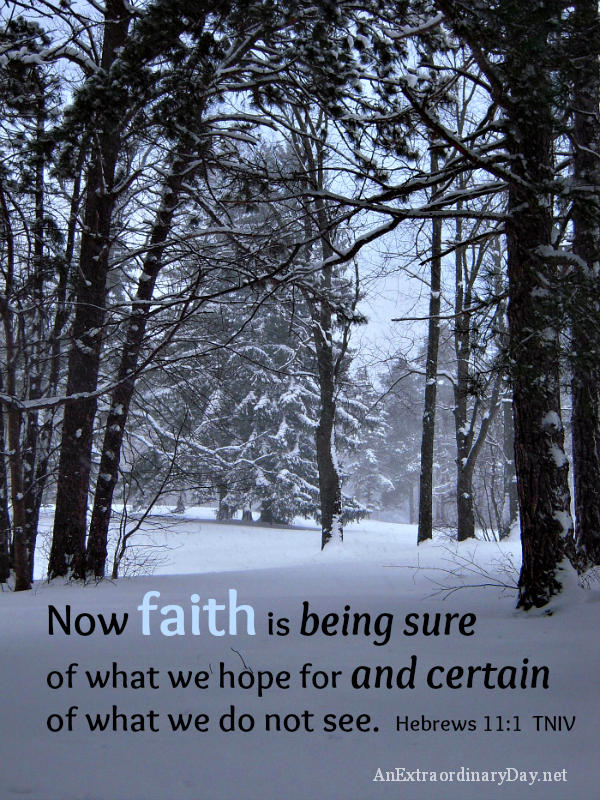 Snowy scene :: Faith verse - Hebrews 11:1 | AnExtraordinaryDay.net