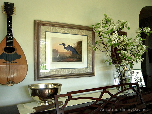 Piano top spring decor ::Flowering Pear Branches ::AnExtraordinaryDay.net