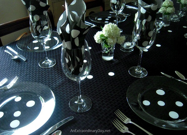 Black Table with White Polka-Dots :: Hospitality :: AnExtraordinaryDay.net