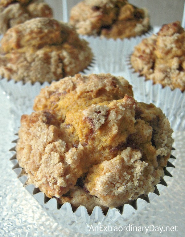 Pumpkin Muffins for Tea :: I tweaked a box mix :: AnExtraordinaryDay.net