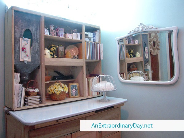 Where Blogger's Create - Old Hoosier Cabinet for crafting storage and display - AnExtraordinaryDay.net