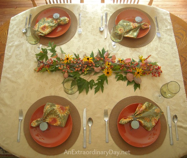 Setting for Four :: Early Autumn Tablescape :: AnExtraordinaryDay.net