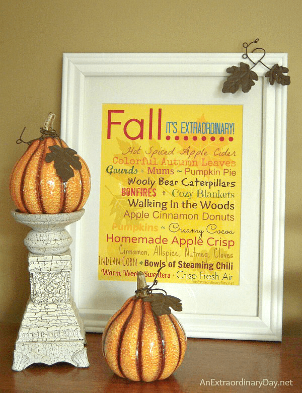 Fall Vignette & Free Subway Printable Inspired ~ Fall Nesting Idea at AnExtraordinaryDay.net
