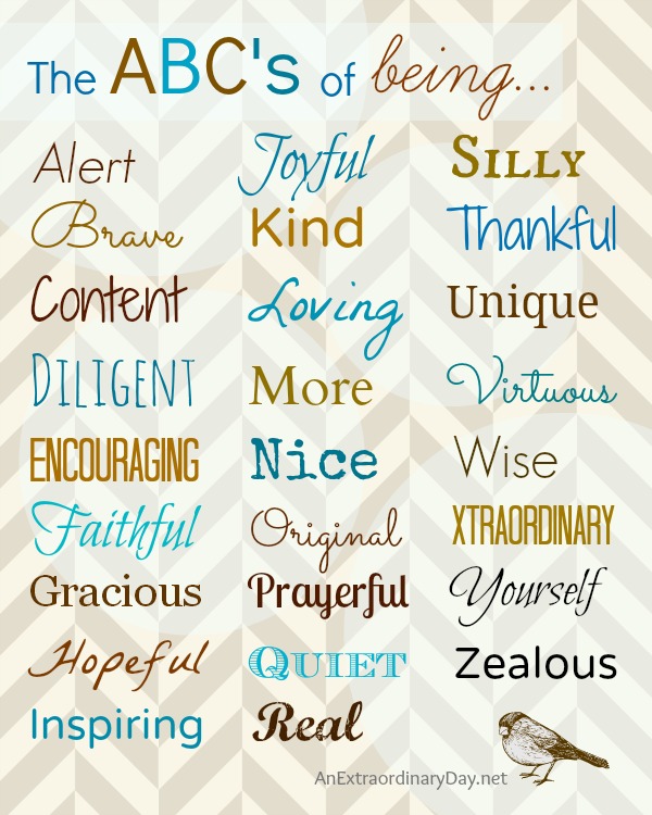 #31Days-Day 31 :: The ABC's of being...  :: Free Printable :: AnExtraordinaryDay.net