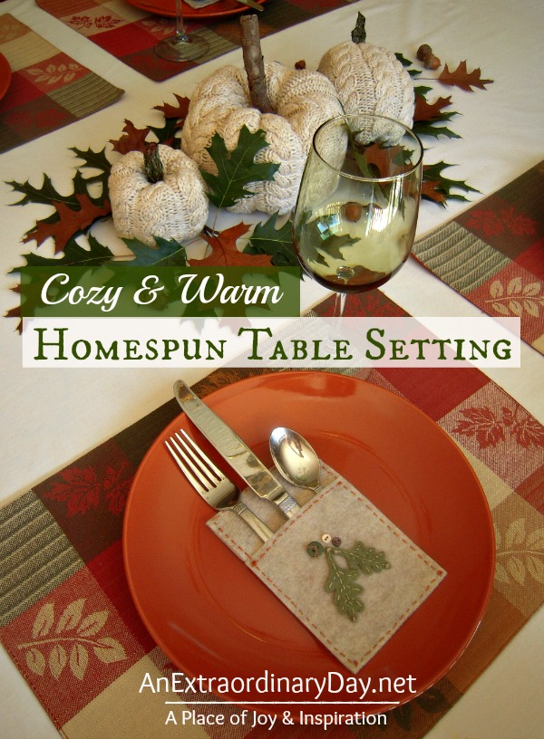 Day 10 :: Be Creative ~ Cozy and Warm Homespun Table Setting :: AnExtraordinaryDay.net