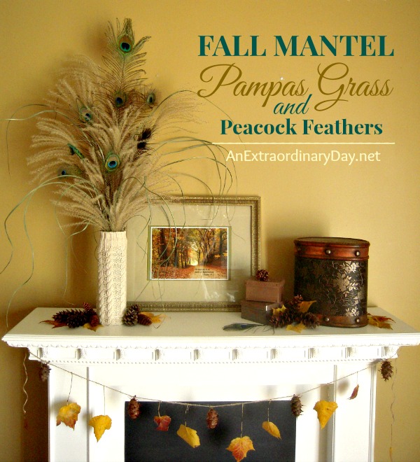 Mantel Decor :: Decorating with Pampas Grass and Peacock Feathers :: AnExtraordinaryDay.net