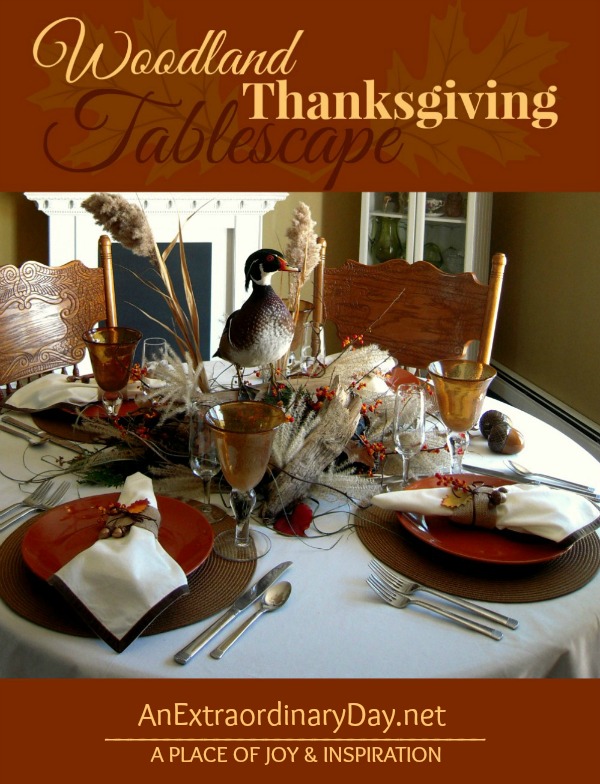 Woodland #Thanksgiving Tablescape :: Wood Duck and Natural Elements :: AnExtraordinaryDay.net