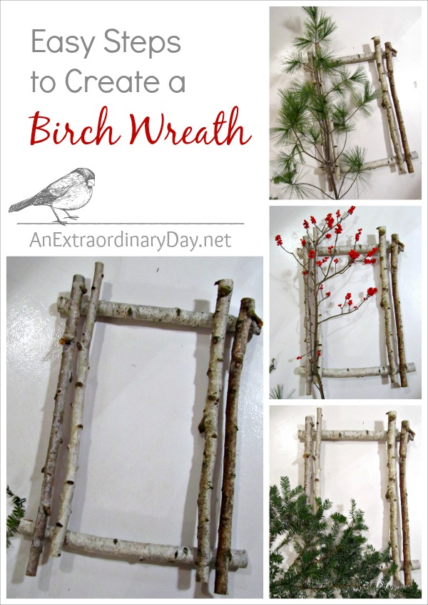 DIY Faux Birch Branch Wreath