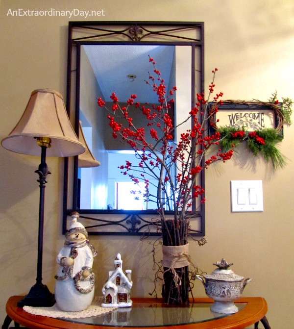 Woodland Home Decor :: Twiggy Vase and Winterberry :: Christmas Decorating :: AnExtraordinaryDay.net