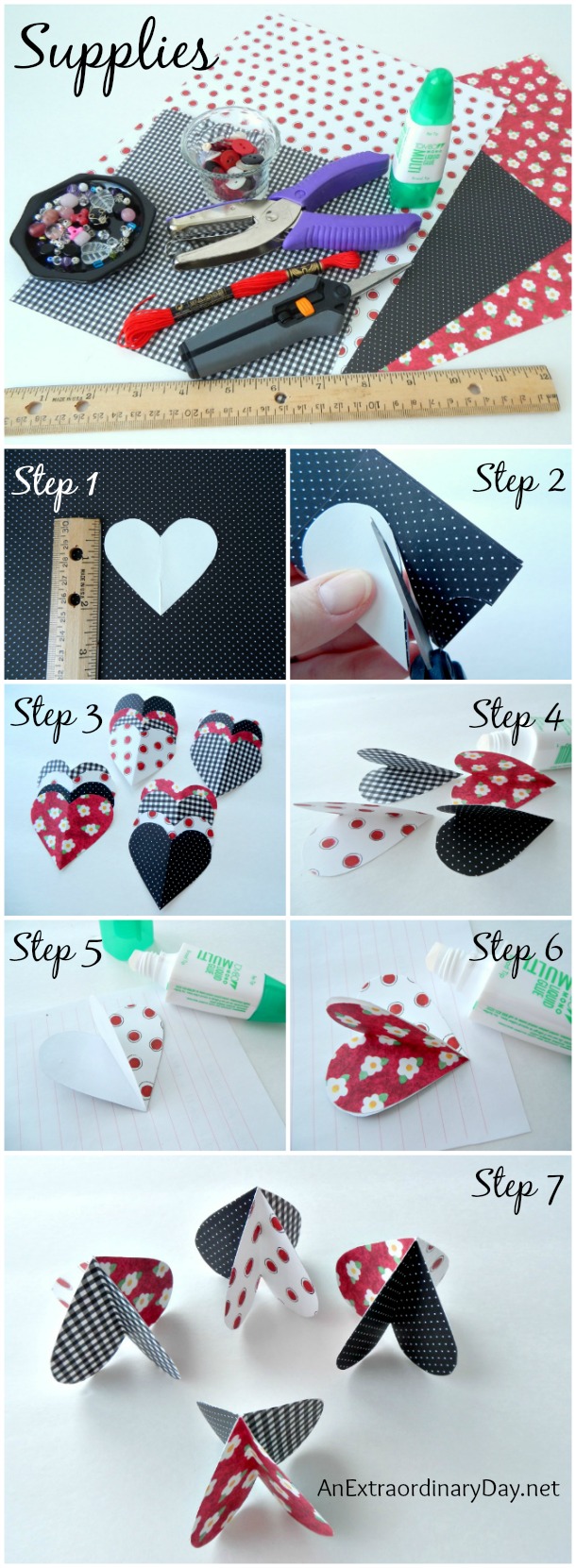 Easy DIY Dangling Beaded Hearts :: Supplies & Steps 1-7 :: AnExtraordinaryDay.net
