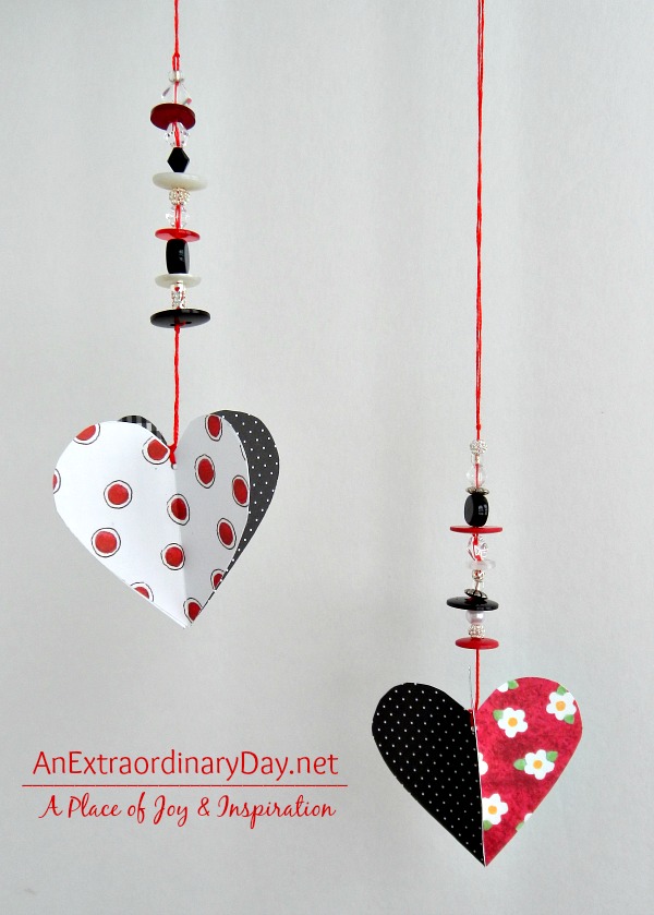 Paper Hearts & Beads :: Dangling Beaded Hearts Tutorial :: AnExtraordinaryDay.net