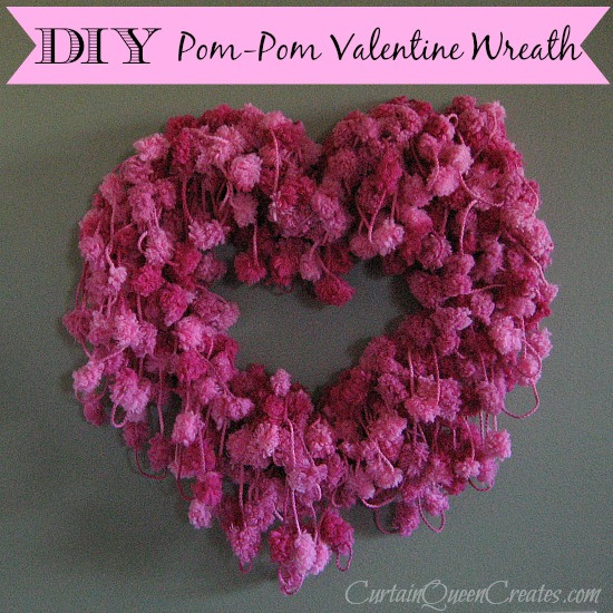 DIY Pom-Pom Valentine Wreath bu Curtain Queen Creates :: Project Inspire{d} Feature at AnExtraordinaryDay.net