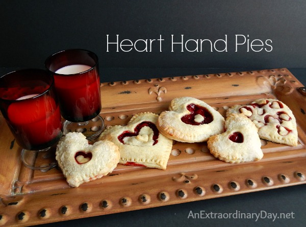 A tray of heart-shaped hand pies :: AnExtraordinaryDay.net