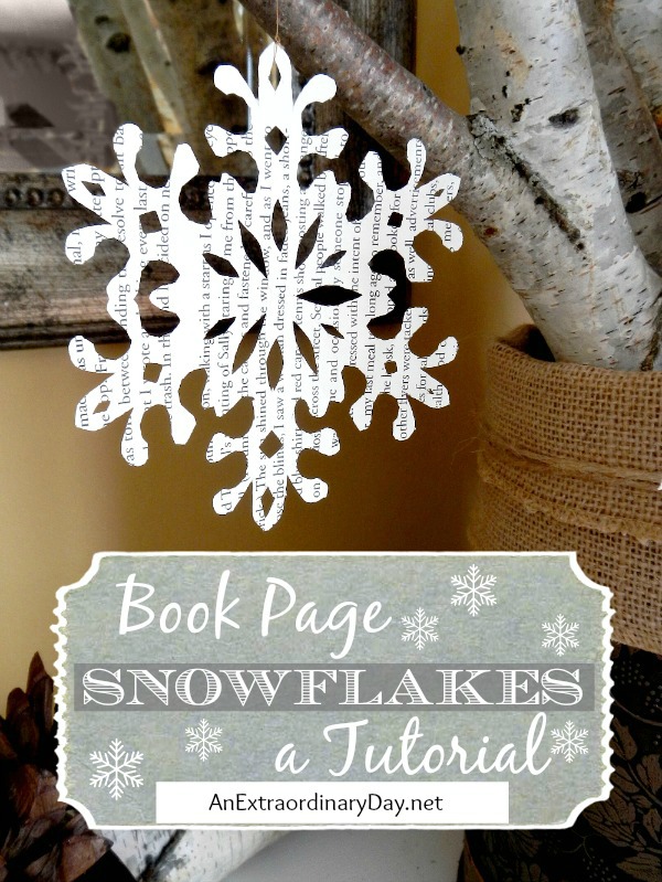I love how each snowflake is different. Recently I discovered how to make paper snowflakes and wanted to share with you this snowflake cutting tutorial. Whether you make them from book pages or not... you'll be able to have a snowstorm of snowflakes around your house. You can even decorate a Christmas tree with them.