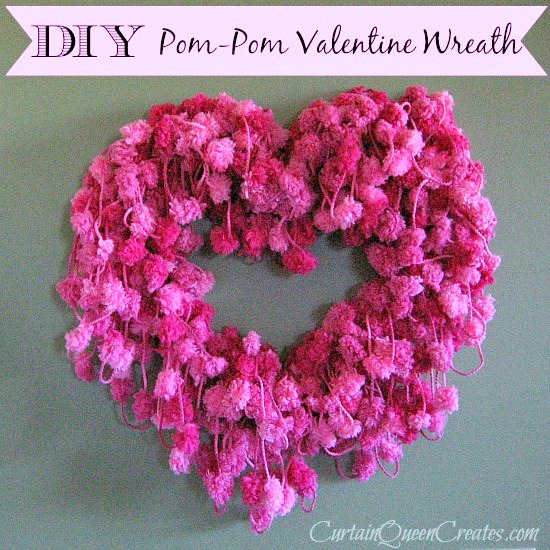 Valentine's Day Pom-Pom Heart Wreath Tutorial by Curtain Queen Creates :: A Project Inspire{d} Valentine Feature at AnExtraordinaryDay.net