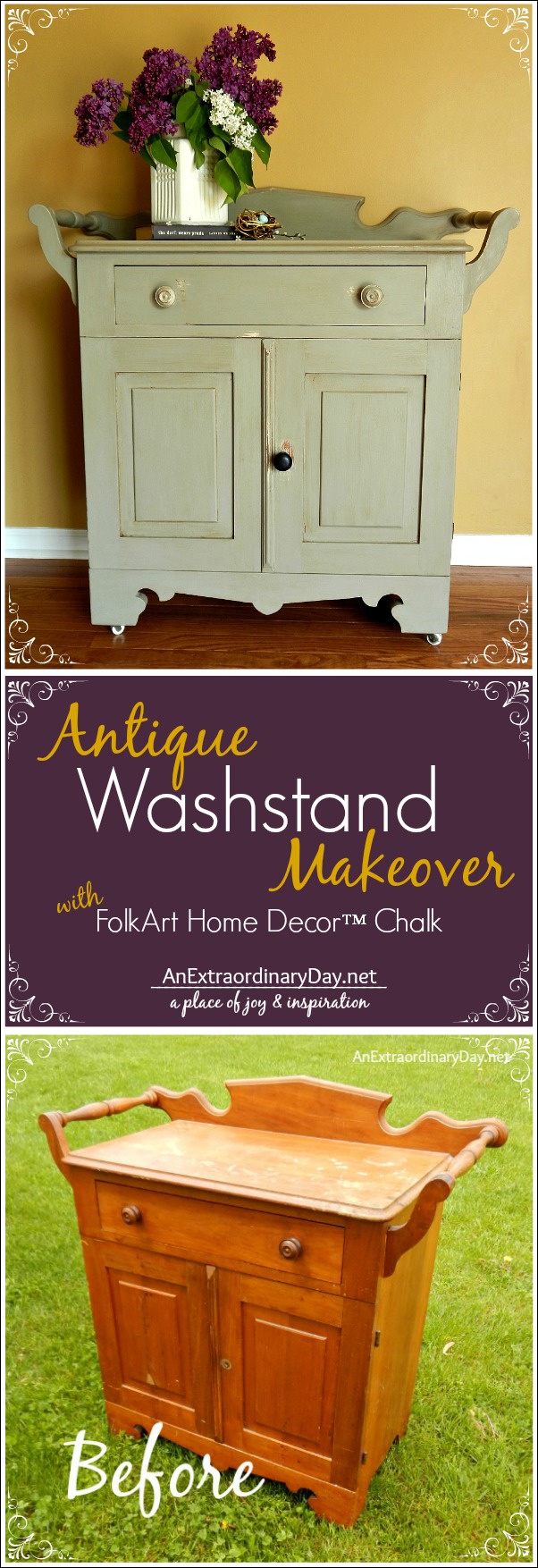 Chalk paint media stand makeover - priming and painting - Chalking