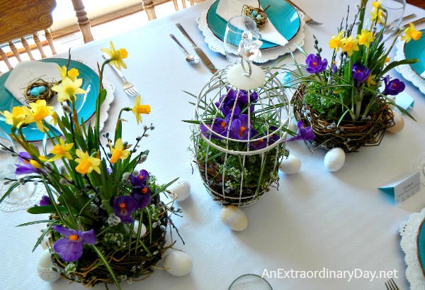 Birds Nests Table Centerpieces | Birds Nest Themed Easter Table | AnExtraordinaryDay.net