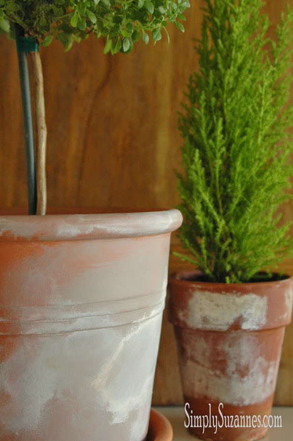 DIY Aging Clay Pots with Paint by Simply Suzannes a Project Inspired feature at AnExtraordinaryDay.net