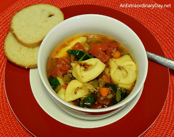 Italian Sausage and Spinach Soup with Tortellini :: AnExtraordinaryDay.net