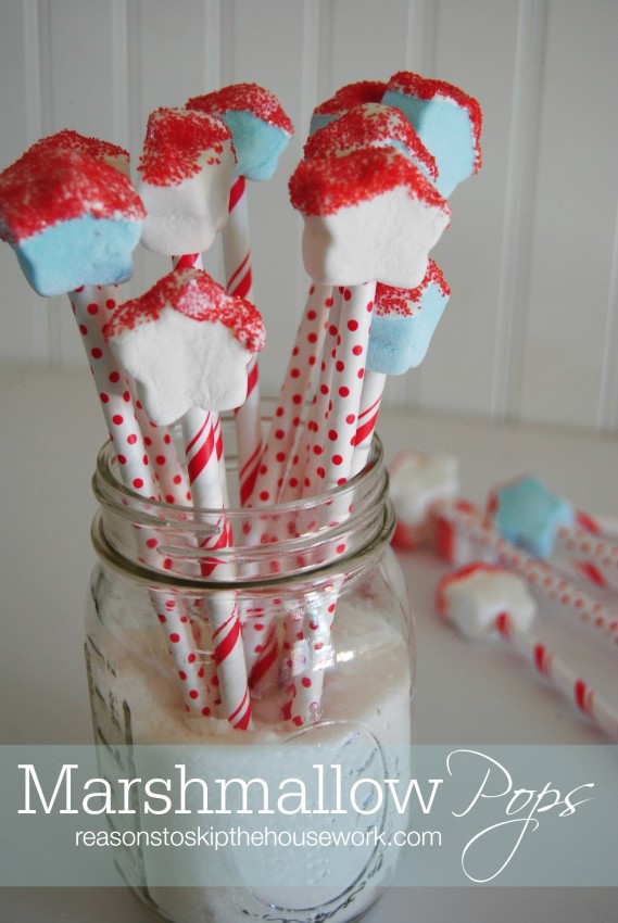 Patriotic Marshmallow Pops by Reasons to Skip the Housework - a Project Inspire{d] feature at AnExtraordinaryDay.nt