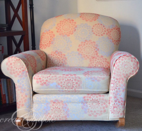 Stenciled Upholstered Chair Makeover by Create and Babble - a Project Inspire{d} feature at AnExtraordinaryDay.net