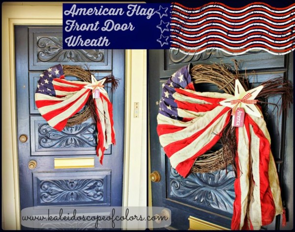 American Flag Front Door Wreath by Kaleidoscope of Colors a Project Inspired feature at AnExtraordinaryDay.net