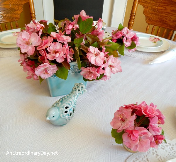 Pink Apple Blossom Tea Tablescape and Centerpiece :: Petit Fours for Tea :: AnExtraordinaryDay.net
