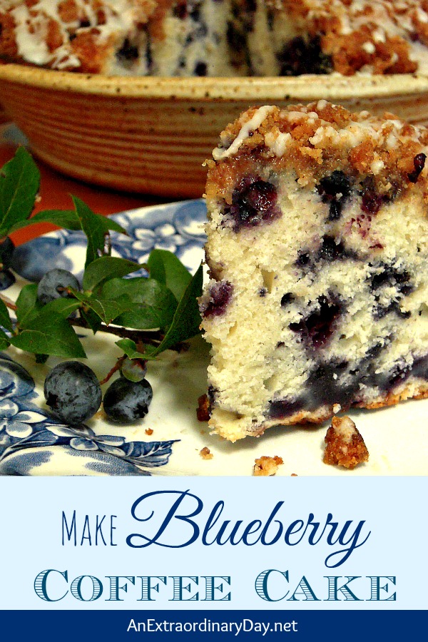 Yummy RECIPE for blueberry coffee cake - perfect for guests, brunch, or just because.