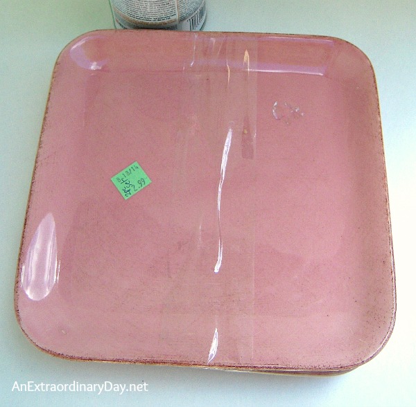 Pink Plate for FolkArt Stencil1 Makeover :: AnExtraordinaryDay.net