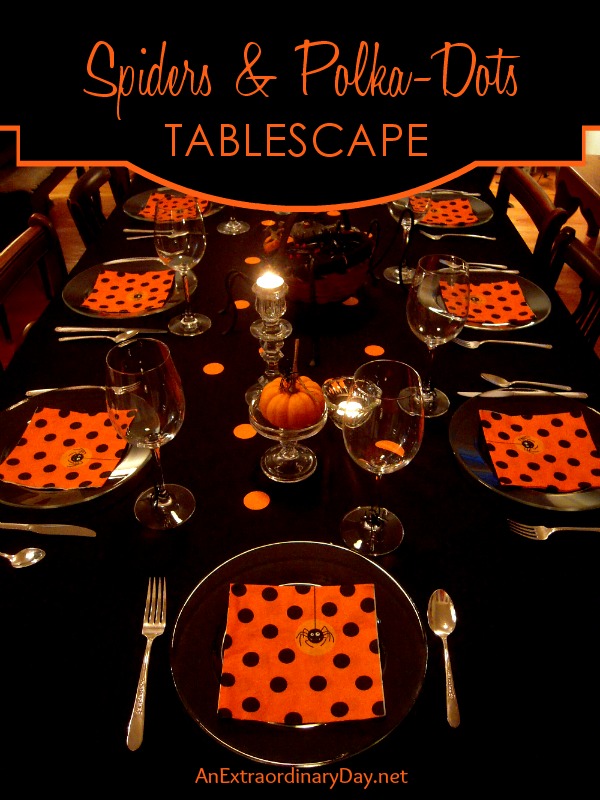 Polka-Dots and Spiders Halloween Tablescape