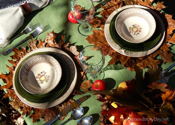 Create your Fall or Thanksgiving table setting with nature's elements