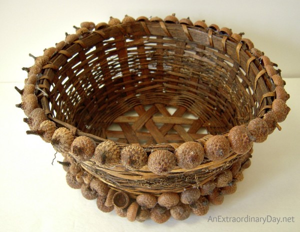 Three rows completed for this acorn and oak leaf basket at AnExtraordinaryDay.net
