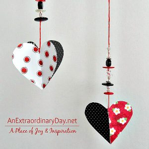 Pretty Paper Hearts & Beads Dangling Beaded Hearts Tutorial AnExtraordinaryDay.ne