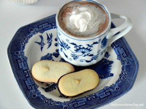 Do you have any rituals in your daily routine? Pausing with my cup of cocoa and two Milano cookies.