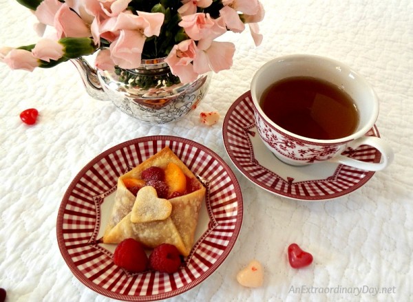 Valentine's Day Tea - Dainty Envelope Fruit Tarts - AnExtraordinaryDay.net