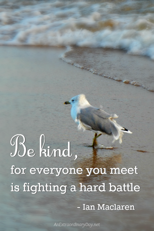 This quote by Ian Maclaren hits home for many of us... "Be kind, for everyone you meet is fighting a hard battle." Most of us are a fighting an invisible battle. Few friends or family know most of our struggles. However... we do not fight alone. In fact... there is someone who fights FOR you.